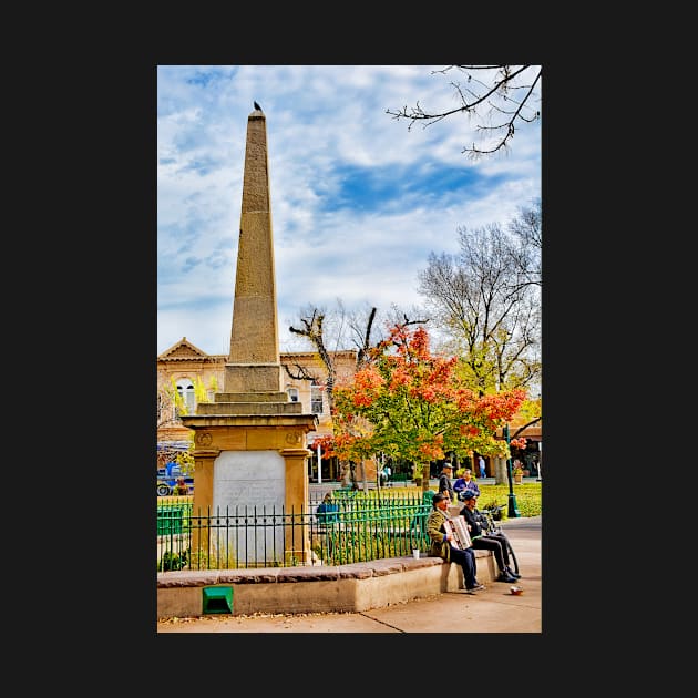 Santa Fe Obelisk a Pigeon and an Accordian Player by bobmeyers