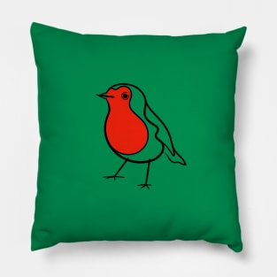 Robin Redbreast (Green Version) Pillow