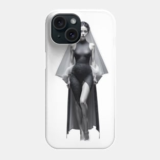 Veiled Elegance: Black and White Fashion Show Screen Prints Phone Case