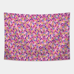 Colorful Candy Sprinkles On Pink Donut Tapestry