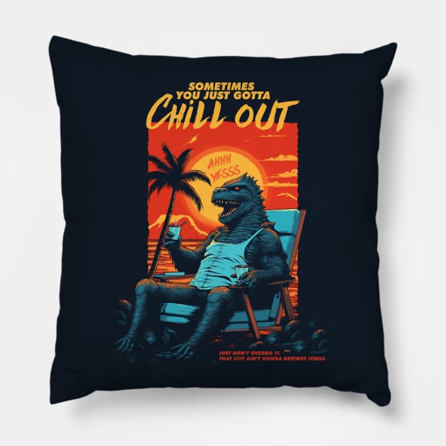 Godzilla: Chill Out Pillow by Fresh! Printsss ™