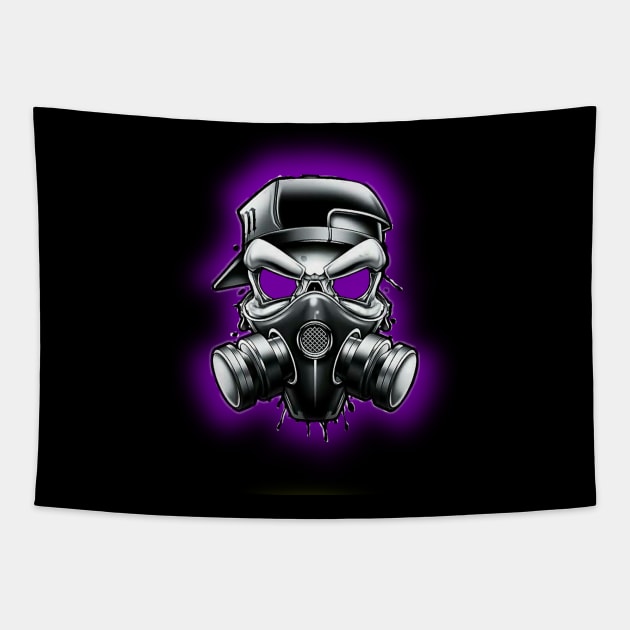 Toxic/Radioactive Skull Gas Mask Tapestry by Taylor'd Designs