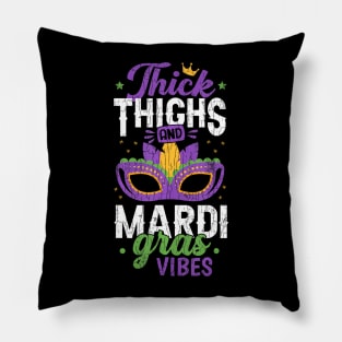 Thick Thighs Mardi Gras Vibes New  Party Graphic Pillow