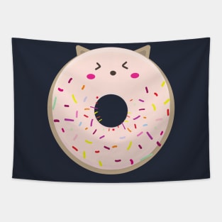 Pink Kawaii Donut Cat Tapestry