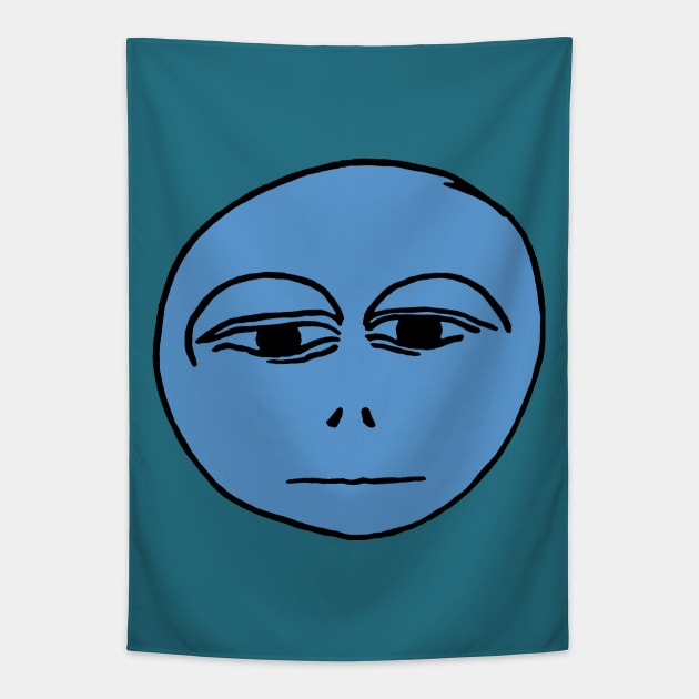 A blue, sad face. Tapestry by Luggnagg