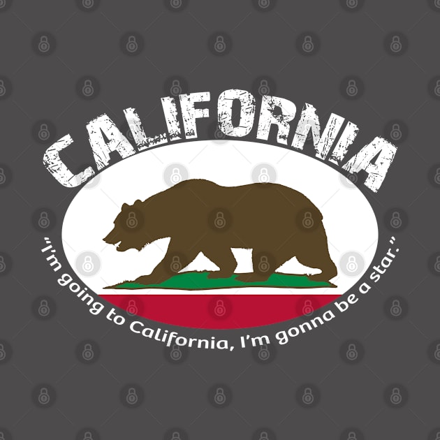 Bear Flag, Flag of California, Grizzly bear, “I’m going to California, I’m gonna be a star.” by egygraphics