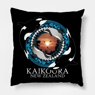 Orca and hector's dolphin Kaikoura New Zealand Pillow