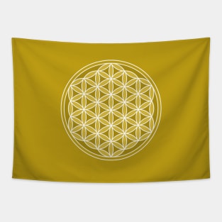 Flower of Life Golds & White Tapestry