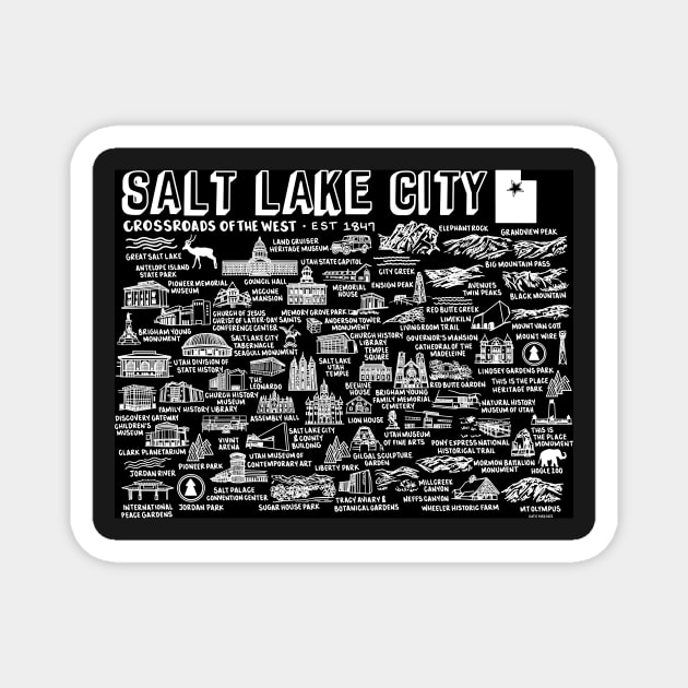 Salt Lake City Map Magnet by fiberandgloss