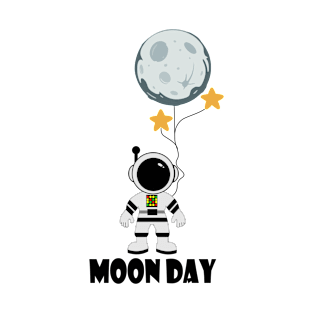Moon day Astronaut Cartoon(White) T-Shirt