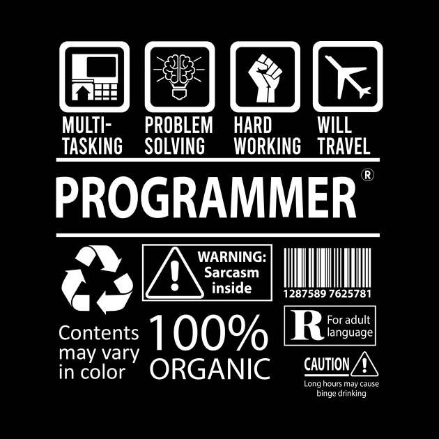 Programmer T Shirt - MultiTasking Certified Job Gift Item Tee by Aquastal