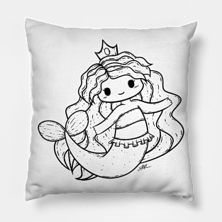Cute Mermaid Illustration Pillow