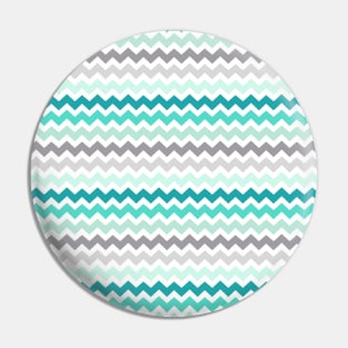 Teal Blue Grey Chevron Pattern Pin