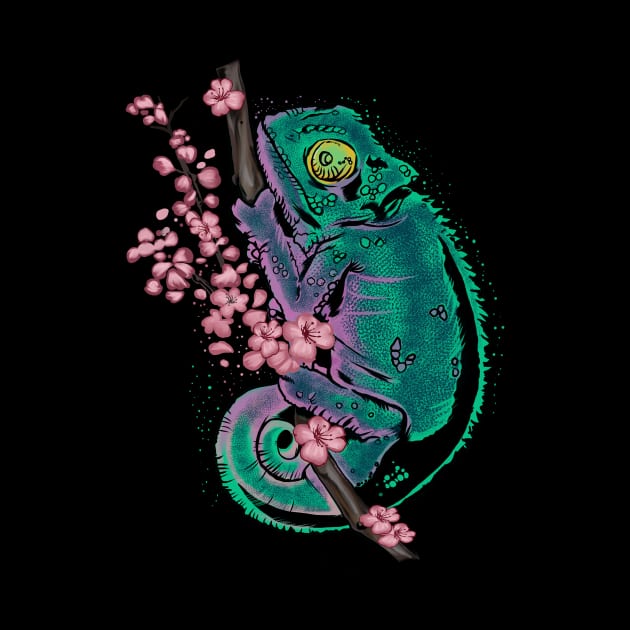 chameleons and cherry blossoms by pilipsjanuariusDesign