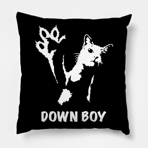 Tough No Messing Cat Down Boy MotorManiac Pillow by MotorManiac