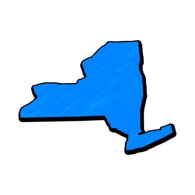 Bright Blue New York Outline by Mookle