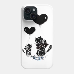 Cat with scarves - Love Heart Phone Case