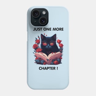 Black Cat wearing glasses reading book with roses and funny quotation t-shirt design, apparel, mugs, cases, wall art, stickers, travel mug T-Shirt Phone Case