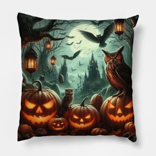 Spooky Halloween Forest Pillow