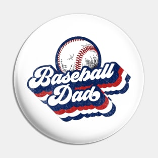 Retro Baseball Dad Red White Blue Pin