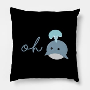 Oh Whale A Double Meaning Slogan Cute Whale Art Black Color Pillow