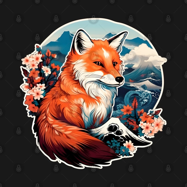 Ukiyo-e Japan fox by beangeerie