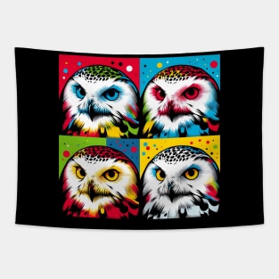 Snowy Owl Pop Art - Mystical Avian Fashion Statement Tapestry