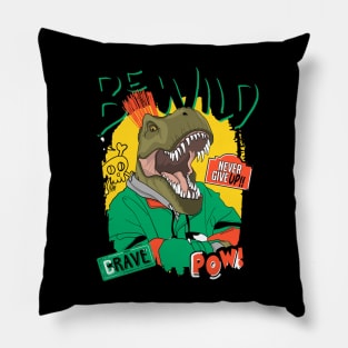 hand drawn cool dinosaur Pillow