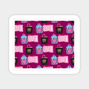 Hot Pink Girly Shopping Bag Design Magnet