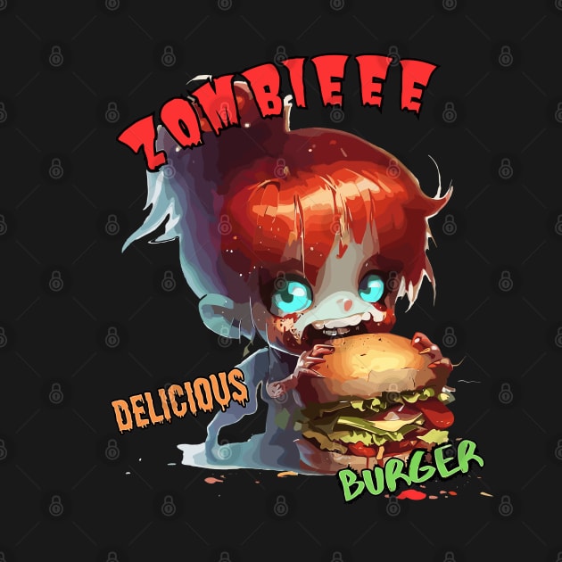 Zombie delicious burger, zomburger, zombie burger by TomFrontierArt