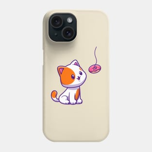 Cute Cat Eating Donut Cartoon Phone Case