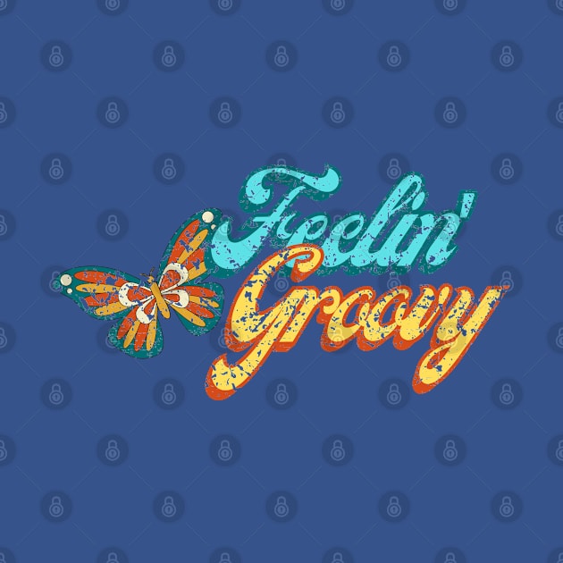 Retro Butterfly | FEELIN' GROOVY| Vintage Look Yellow 70s by JENXTEES