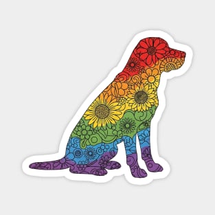 Floral Rainbow Labrador Retriever – Decorative Dog Silhouette Magnet