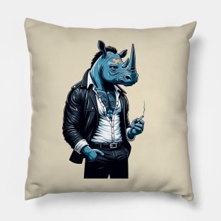 Yakuza Rhino - Tattooed & Fierce 90s Cartoon Art Pillow