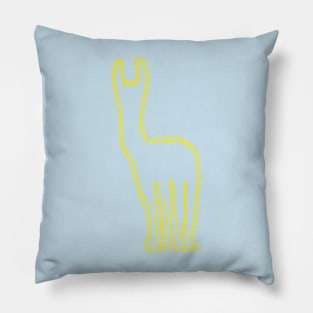 Paleolothic Style Tribal Llama Pattern Pastels, Yellow and Light Blue Pillow