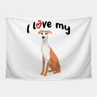 I Love My Red & White Whippet Dog Tapestry