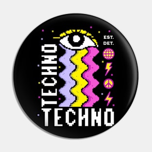 TECHNO  - 8 bit Rainbow Tears (white/yellow/purple/pink) Pin