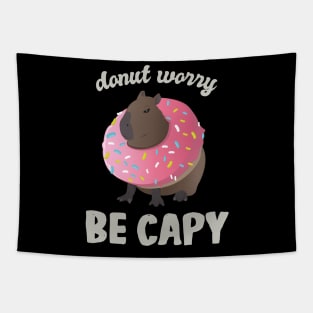 Cute Donut Capybara - Donut Worry Be Capy Tapestry