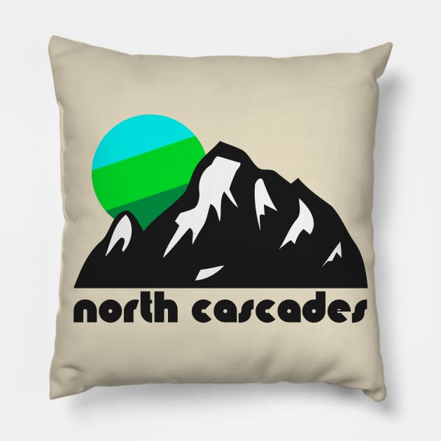 Retro North Cascades ))(( Tourist Souvenir National Park Design Pillow by darklordpug