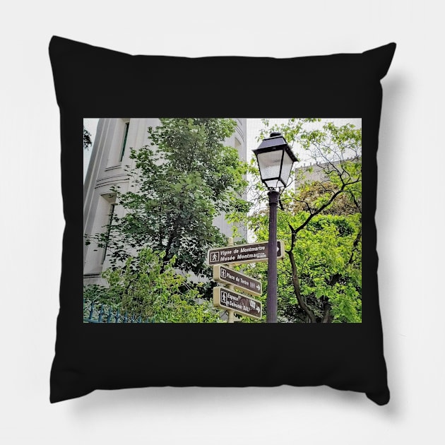 Paris Montmartre Street Light in Summer Pillow by BlackBeret