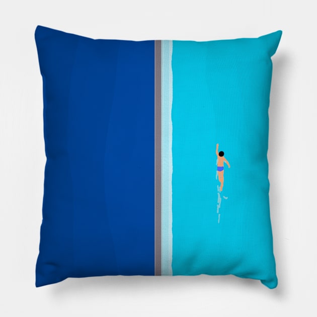 Lone Swimmer Pillow by From Above