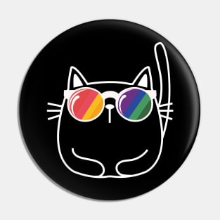 Cat Lover Pride Sunglasses Gay Pride LGBTQ+ Funny Pin