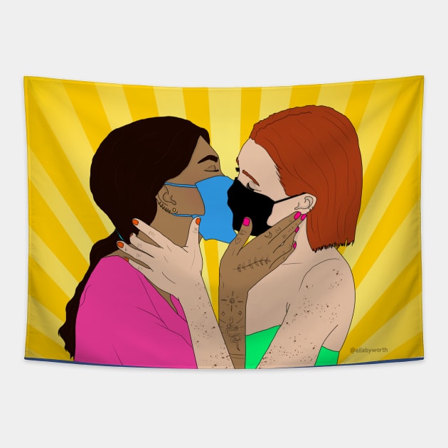 Mask Kiss Tapestry by Ella Byworth 