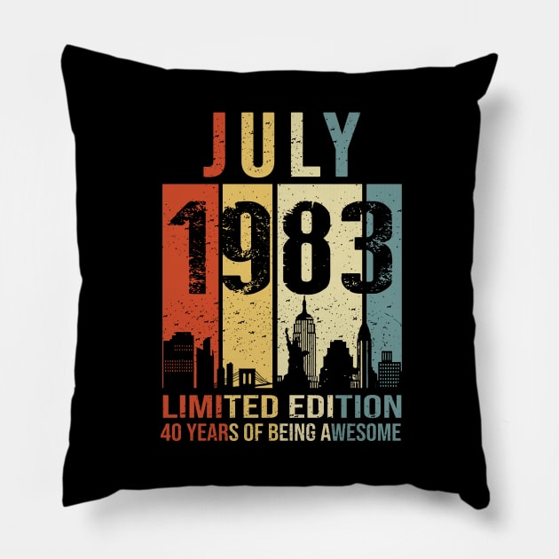 Made In 1983 July 40 Years Of Being Awesome Pillow by Red and Black Floral