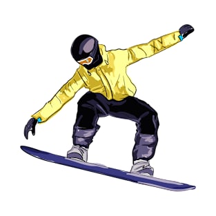 Snowboarder on a board in flight T-Shirt