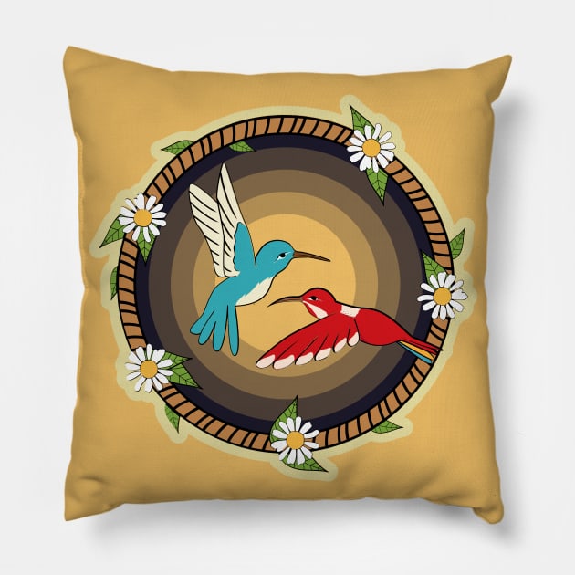 Couple Matching  Retro Romantic Couples Birds Pillow by alcoshirts