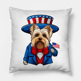 Funny 4th of July Biewer Terrier Dog Pillow