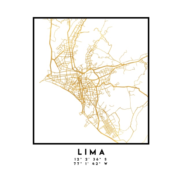 LIMA PERU CITY STREET MAP ART by deificusArt