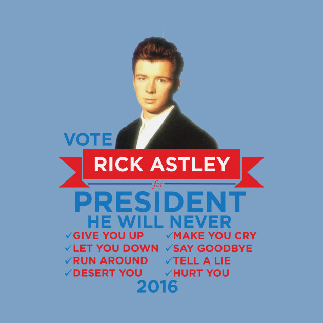 Rick Astley For Prez President Sticker Maglietta Per Bambini Teepublic It