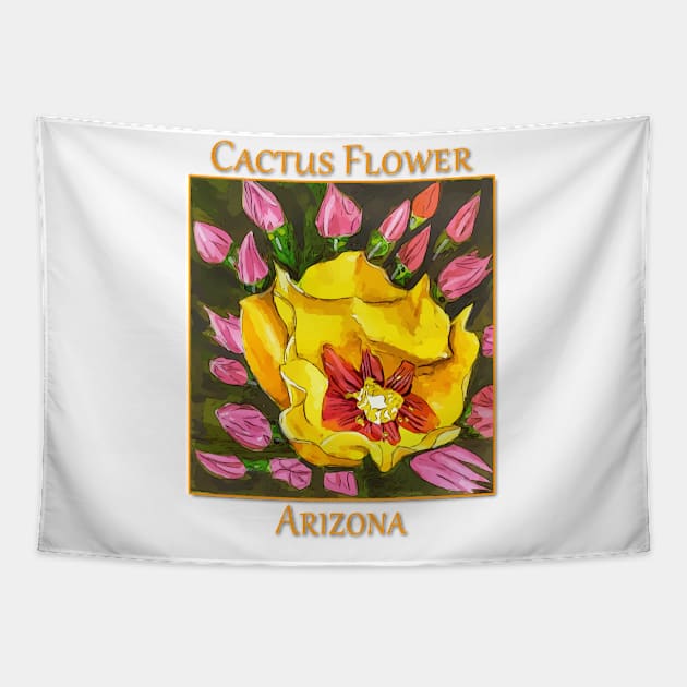 Yellow cactus flower from the state of Arizona Tapestry by WelshDesigns